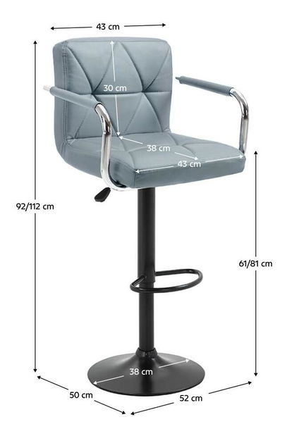 Barová židle Fibie (ekokůže šedá + černá)