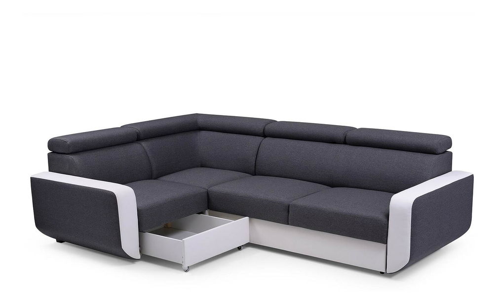 Rohová sedačka Enriko (tmavě šedá + bílá) (P)