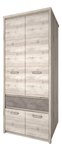 Šatní skříň Jolene 4D1S (kaštan nairobi + onyxová)