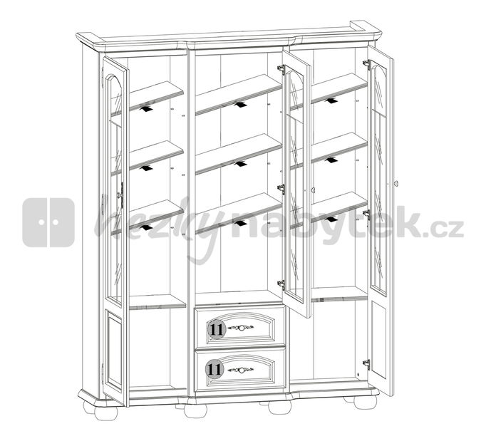 Vitrína BRW BAWARIA DWIT 3D2S