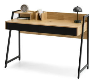 PC stolek Rigielo (dub černý + černá)