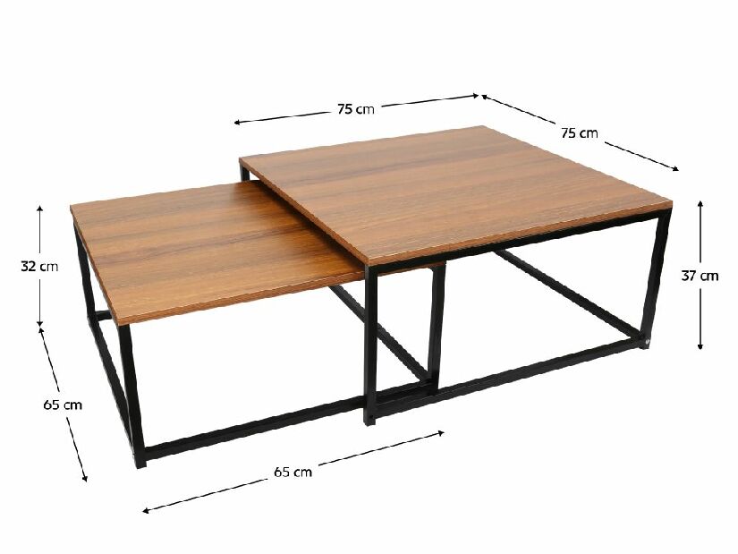 Set 2 ks konferenčních stolků Hustler Typ 1 (ořech + černá)