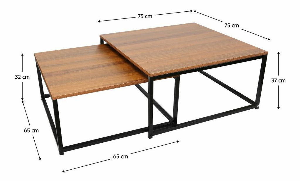Set 2 ks konferenčních stolků Hustler Typ 1 (ořech + černá)