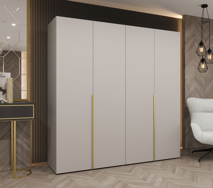 Šatní skříň 200 cm Alice 1 (kašmír + zlatá)