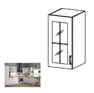 Horní kuchyňská skříňka se sklem G40S Provense (bílá + sosna andersen) (L)