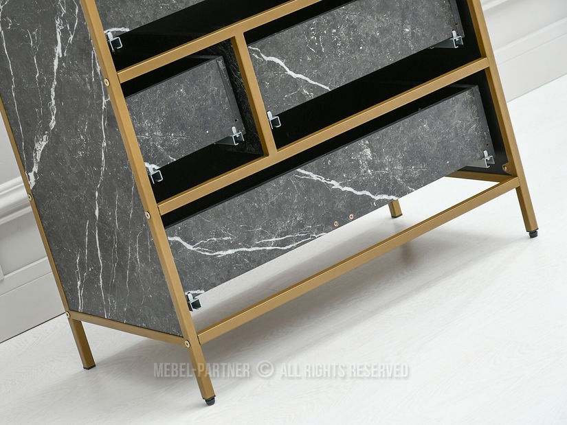 Komoda Soren Kom (černý mramor + zlatá)