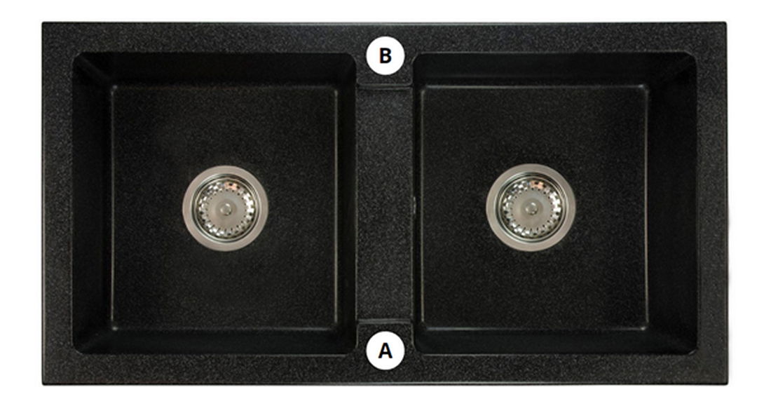 Kuchyňský dřez Byrbys (šedá) (se 2 otvory pro baterii)