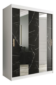 Šatní skříň 150 cm Marbelo P (matná bílá + černý mramor)