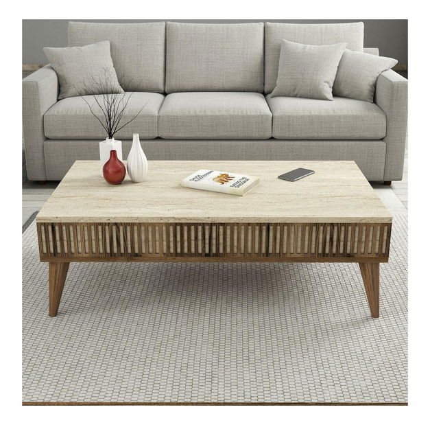 Konferenční stolek Millano 1 (ořech + travertin)