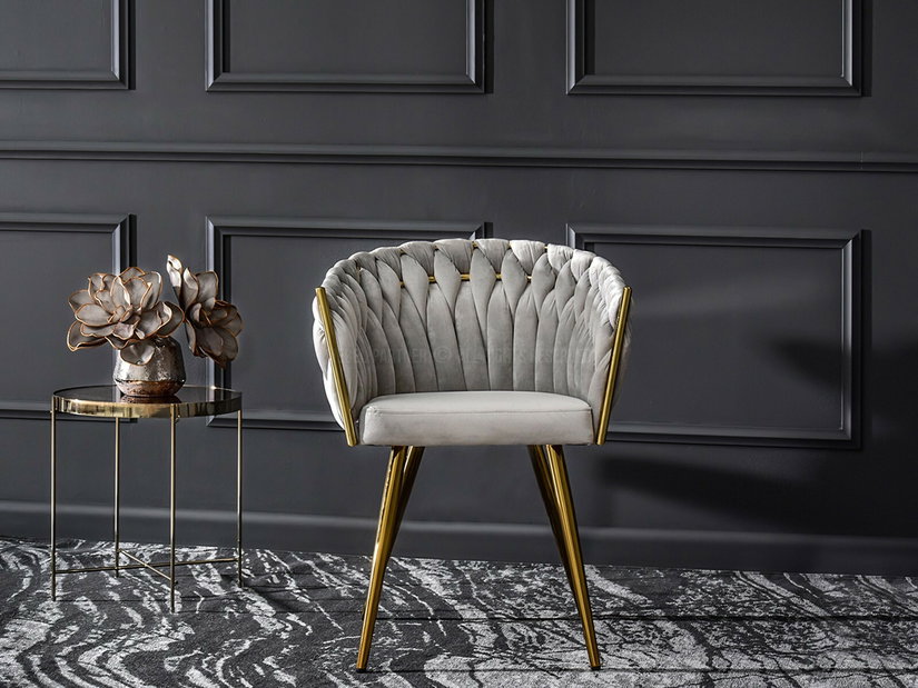 Jídelní židle Radio (šedá + zlatá)