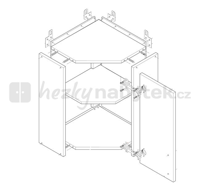Horní kuchyňská skříňka, rohová Igo New GN-58*58