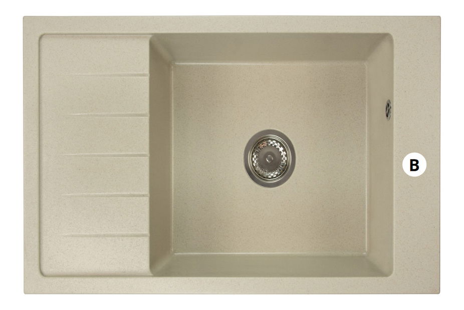 Kuchyňský dřez Lurano (bílá) (s 1 otvorem pro baterii) (L)