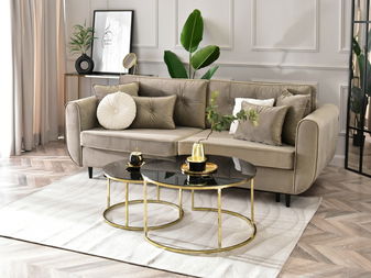 Konferenční stolek Grande (černý mramor + zlatá)