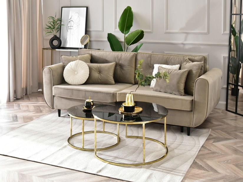 Konferenční stolek Grande (černý mramor + zlatá)