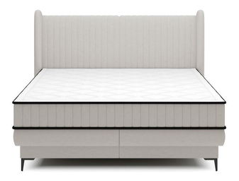 Manželská kontinentální postel 160 cm Dalmo 160 (s roštem) (s úl. prostorem) (šedá + černá)