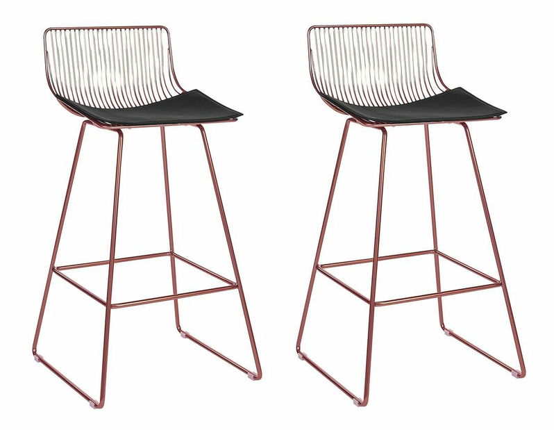 Set 2 ks barových židlí Fidelia (růžovozlatá)