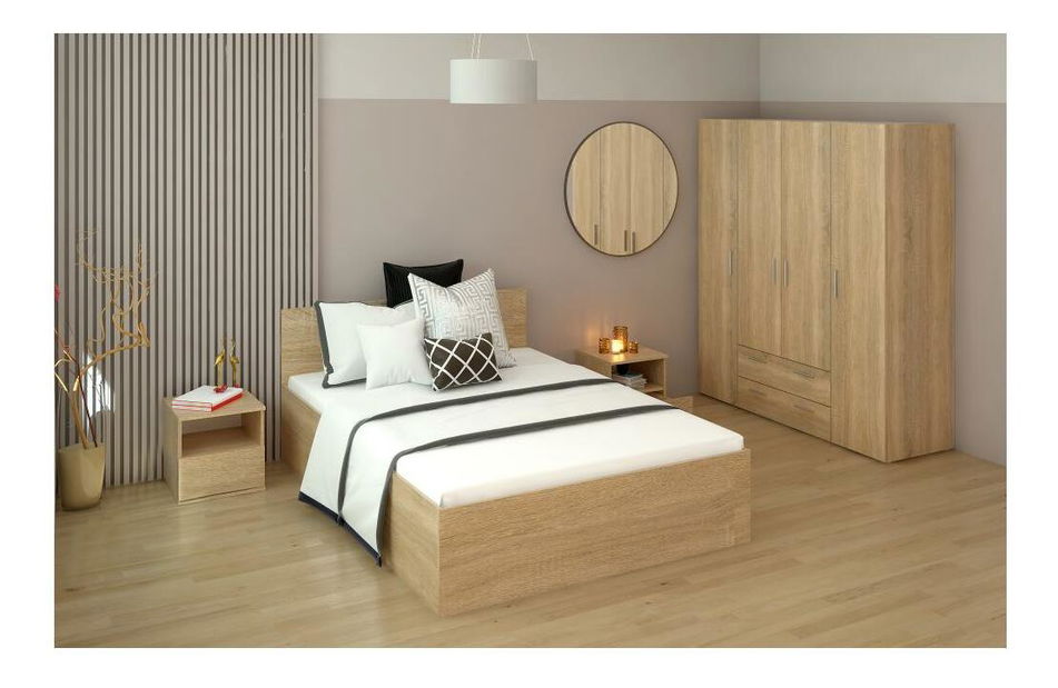Manželská postel 140 cm Discutibles (dub sonoma) (s roštem) (s úl. prostorem)
