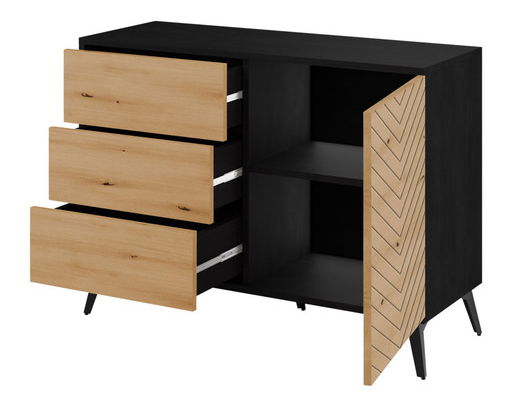 Komoda se šuplíky Nina NKSZ104 (černá + dub evoke)