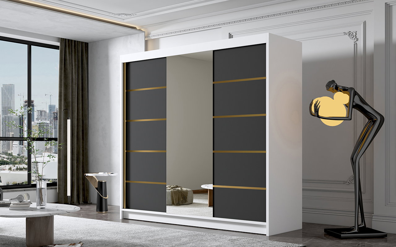 Šatní skříň s posuvními dveřmi Evina (bílá)