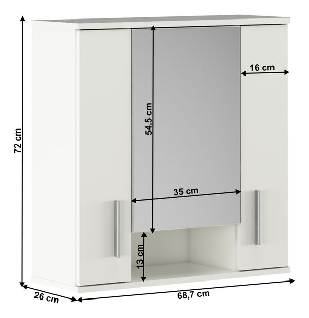 Závěsná koupelnová skříňka se zrcadlem Leah 01 (bílá matná)