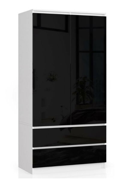 Šatní skříň Submarino (bílá + černý lesk)