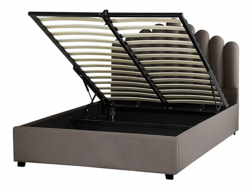 Manželská postel 140 cm Valhala (béžová) (s roštem a úložným prostorem)