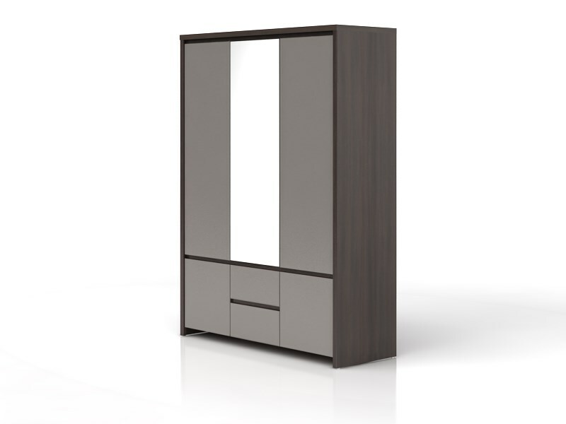 Šatní skříň BRW Kaspian SZF5D2S (wenge + vysoký lesk šedý)