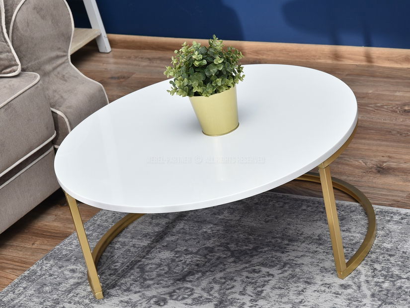 Konferenční stolek Kolja Stolek XL (bílá + zlatá)