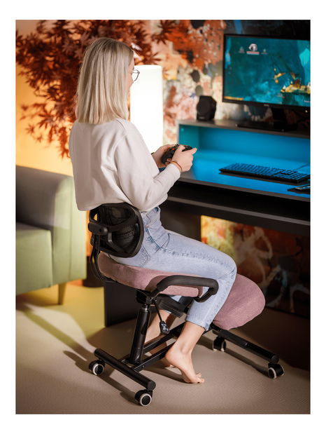 Ergonomická kancelářská židle Rusu (růžová + černá)