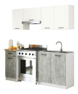Kuchyňská sestava 180 cm Ozara (bílá + beton)