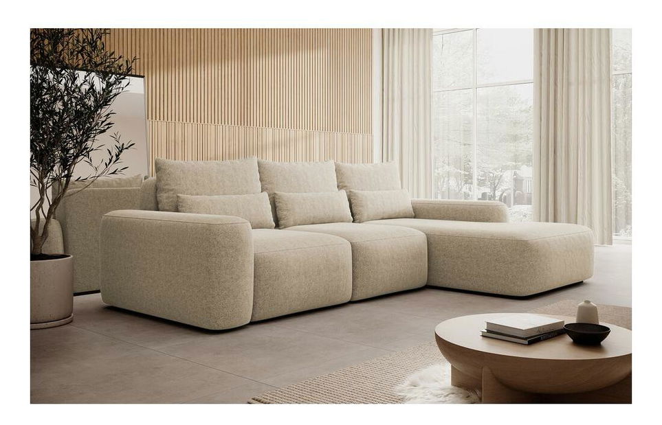 Rohová sedací souprava Carlito (P) (světlebéžová + černá)