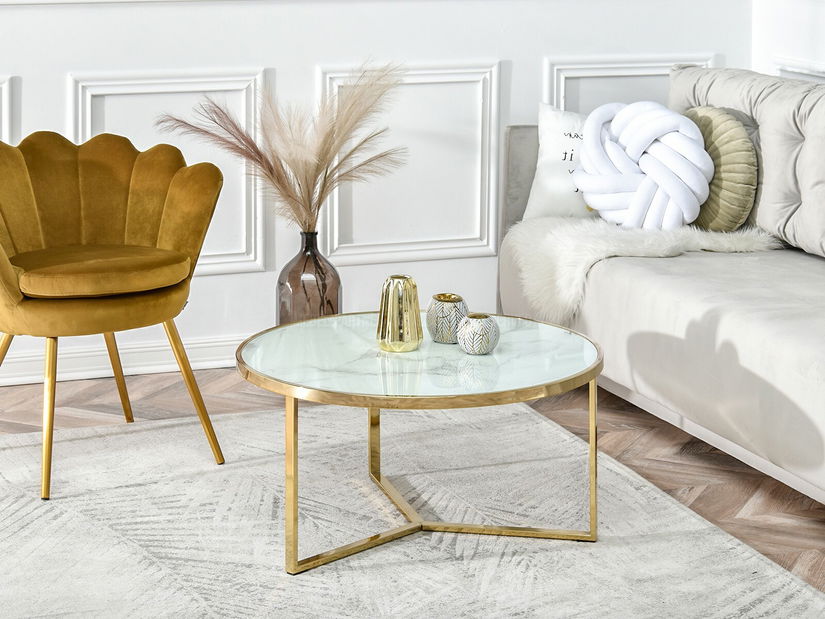 Konferenční stolek Natol (bílá + zlatá)