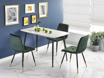 Jídelní stůl Marcie (mramor bílý + černá)