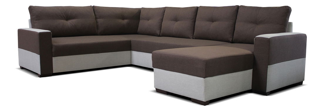 Rohová sedací souprava U Arenna BL+2+L (s taburetem) (tmavě hnědá + béžová) (P)