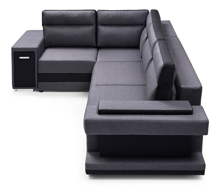 Rohová sedací souprava Arin (černá + šedá) (L)