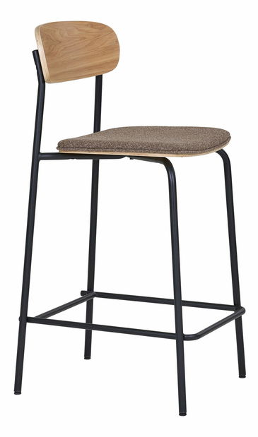 Barová židle Emelina 2 (přírodní + hnědá + černá)