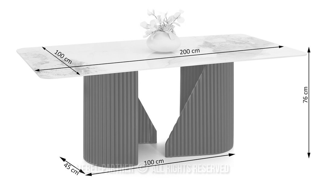 Jídelní stůl Acababa (mramor + černá)