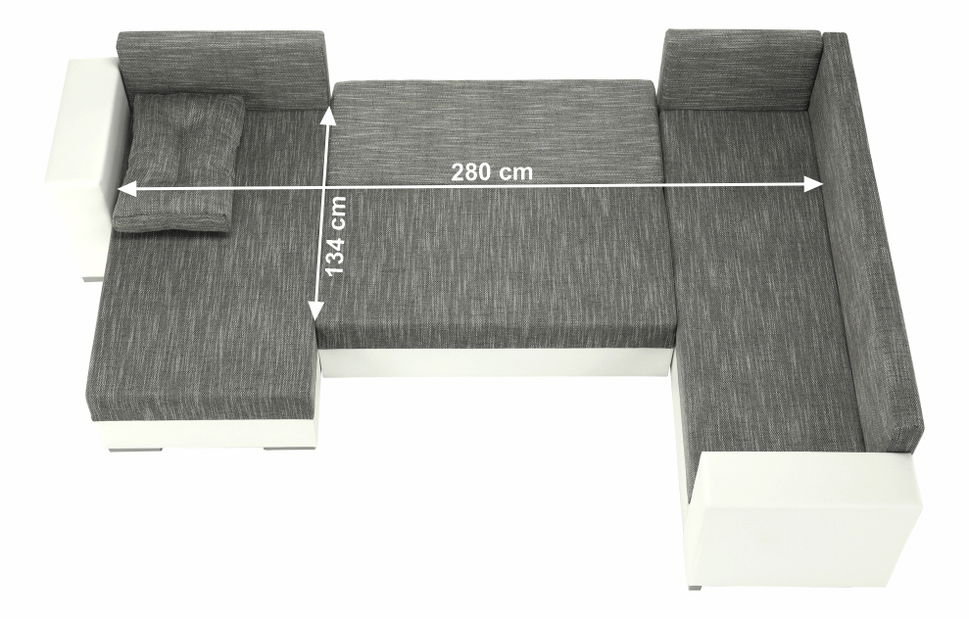 Rohová sedací souprava ve tvaru U Stalira (bílá + šedohnědá)