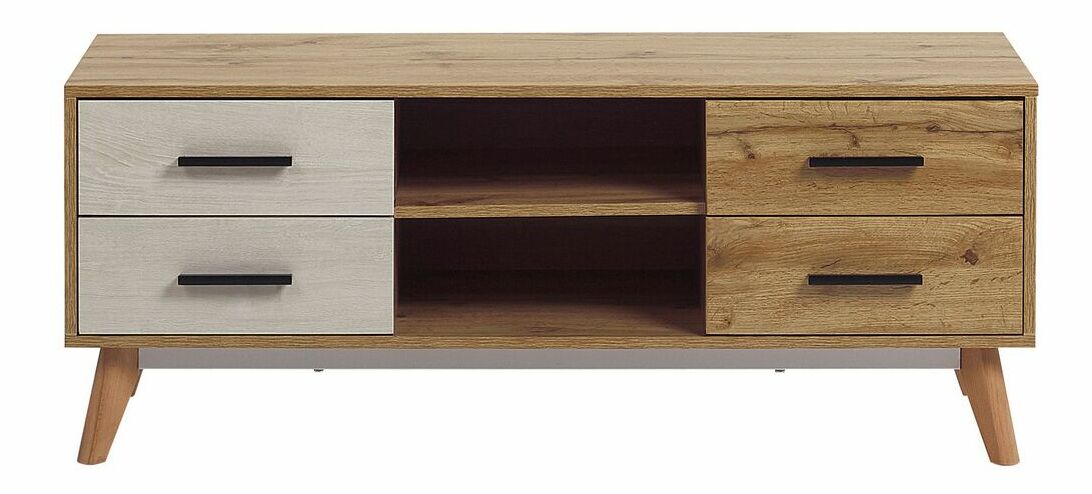 TV stolek/skříňka FLARO (buk + bílá)