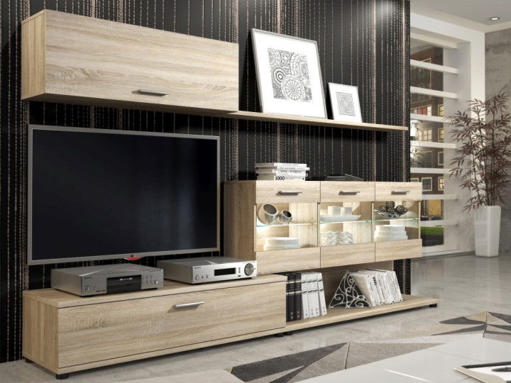 Obývací stěna Murat (dub sonoma) (s osvětlením)