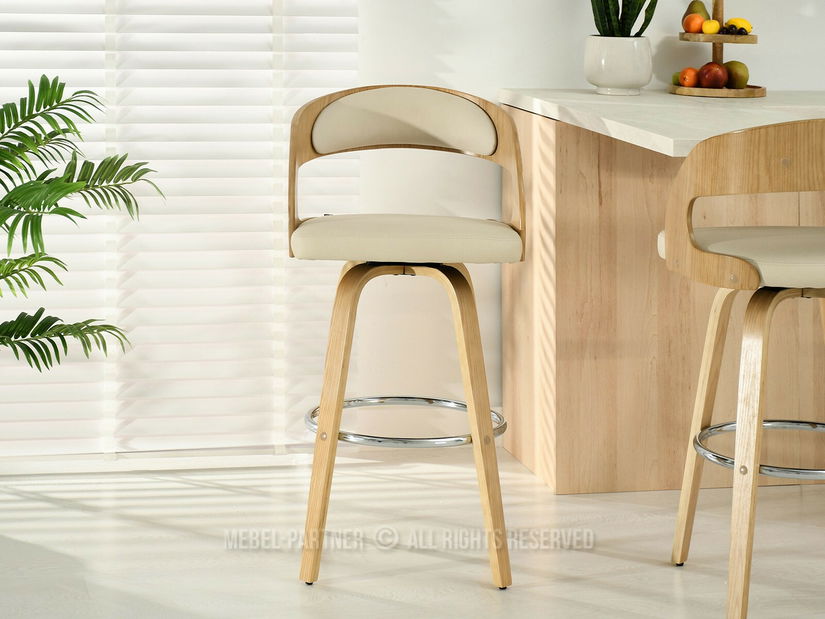 Barová židle CH48 (krémová + dub)