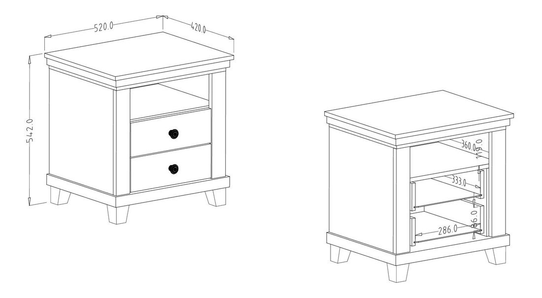 Noční stolek Elvina S Typ 22 (tmavě zelená + dub lefkas)