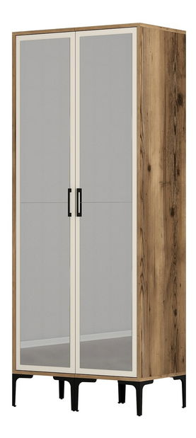 Šatní skříň Kiara RR (ořech + krémová)