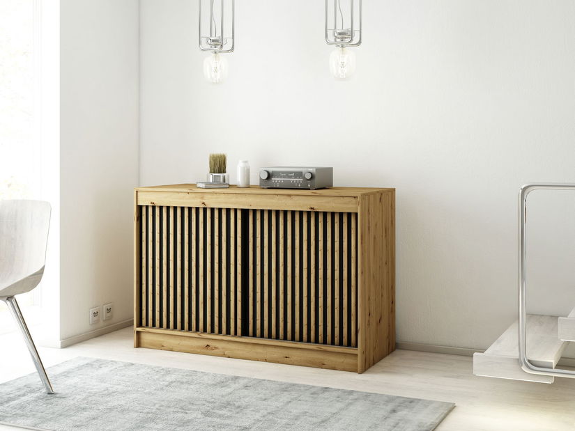 Komoda 150 cm Ladonna (dub artisan + černá matná)