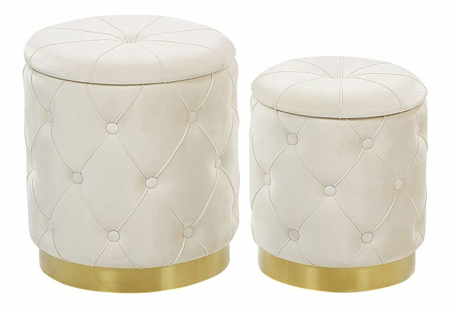 Set 2 ks. taburetek POLE (látka) (bílá) (s úl. prostorem)