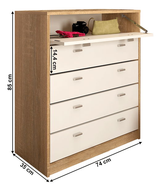 Botník (skříňka na boty) Kerjat Typ 4 (bílá + dub sonoma)