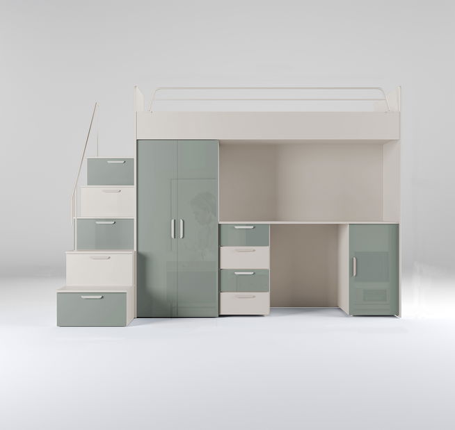 Dětská postel Ruby IV S (kašmír + lesk mátový) (s rošty)