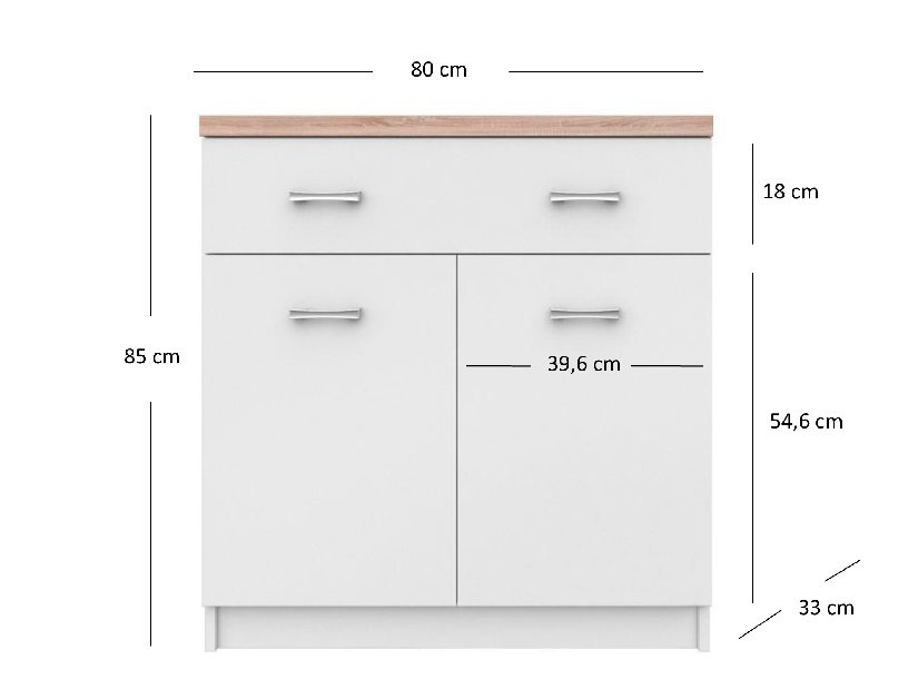 Komoda Tianna 2d1s (bílá)