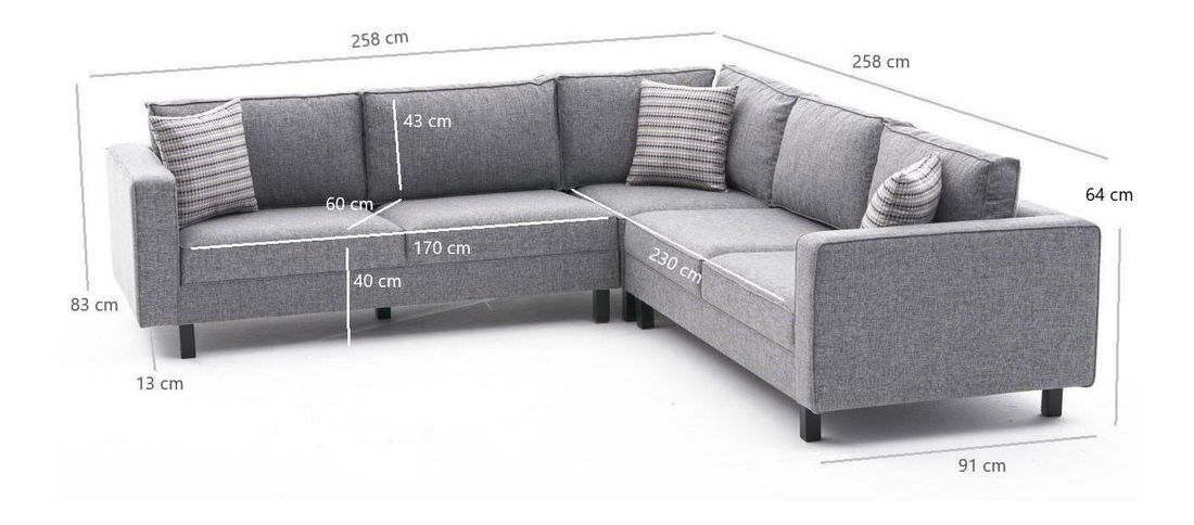 Rohová sedačka Kalen 2 (šedá + černá)