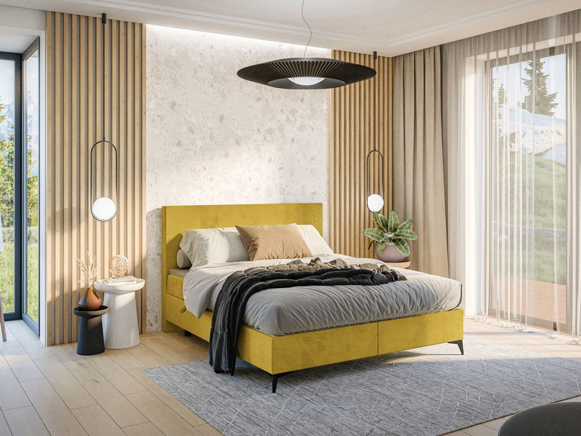 Boxspring postel 140 cm Ricky (limetková) (s matrací a úl. prostorem)